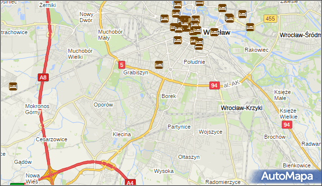 mapa Borek gmina Wrocław, Borek gmina Wrocław na mapie Targeo