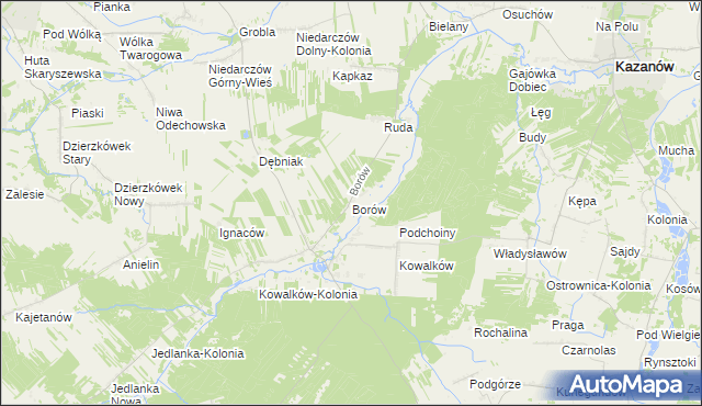 mapa Borów gmina Kazanów, Borów gmina Kazanów na mapie Targeo