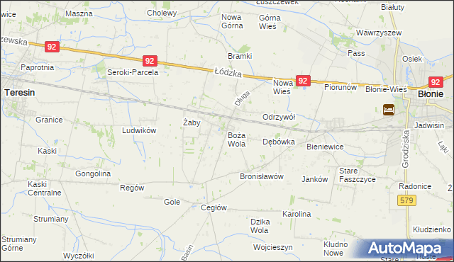 mapa Boża Wola gmina Baranów, Boża Wola gmina Baranów na mapie Targeo