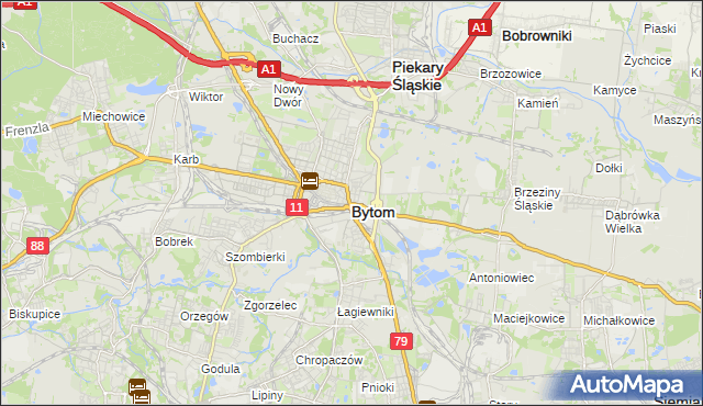 mapa Bytomia, Bytom na mapie Targeo