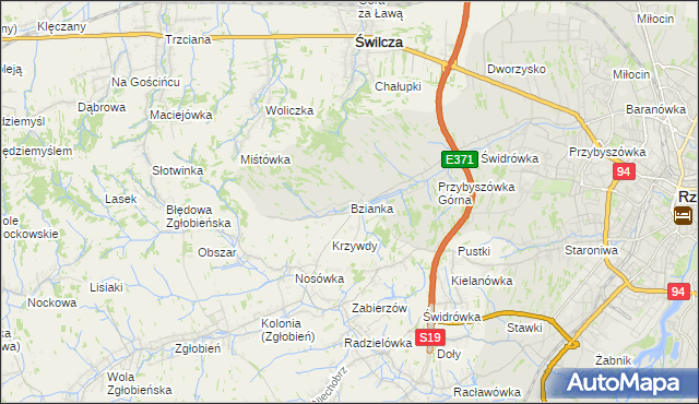 mapa Bzianka gmina Świlcza, Bzianka gmina Świlcza na mapie Targeo