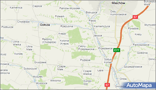 mapa Celiny Przesławickie, Celiny Przesławickie na mapie Targeo