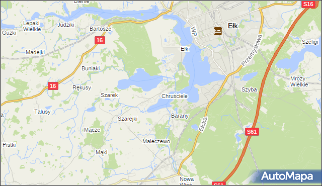 mapa Chruściele gmina Ełk, Chruściele gmina Ełk na mapie Targeo