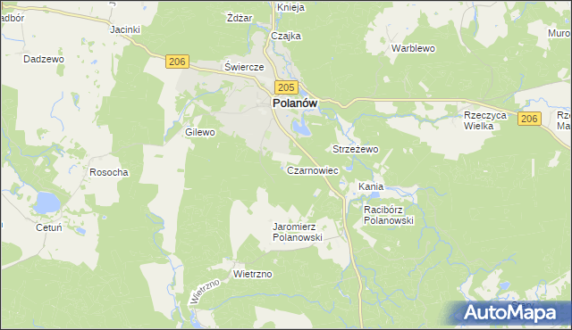 mapa Czarnowiec gmina Polanów, Czarnowiec gmina Polanów na mapie Targeo