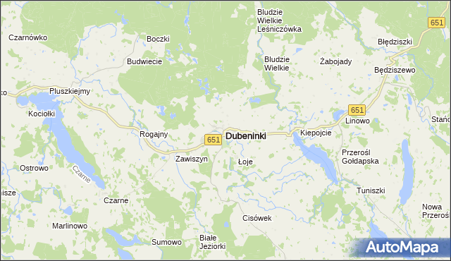 mapa Dubeninki, Dubeninki na mapie Targeo
