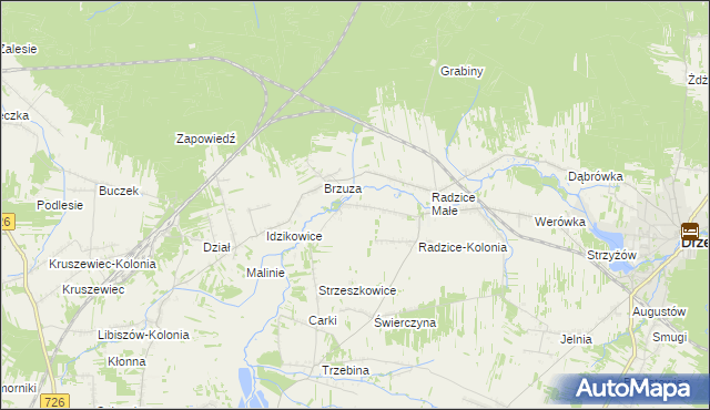 mapa Giełzów gmina Drzewica, Giełzów gmina Drzewica na mapie Targeo