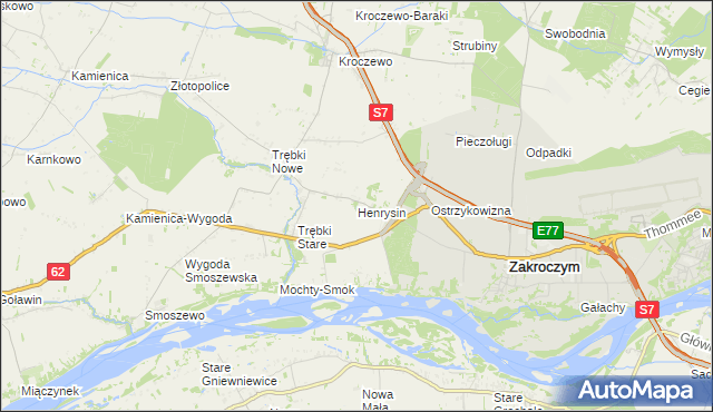 mapa Henrysin gmina Zakroczym, Henrysin gmina Zakroczym na mapie Targeo