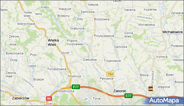 mapa Januszowice gmina Zielonki, Januszowice gmina Zielonki na mapie Targeo