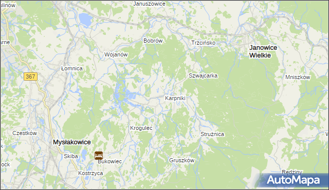 mapa Karpniki gmina Mysłakowice, Karpniki gmina Mysłakowice na mapie Targeo