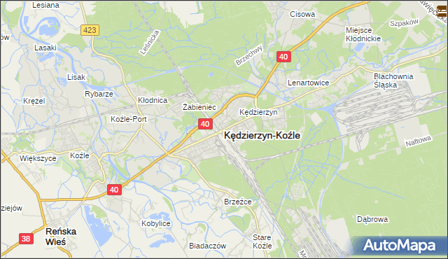 mapa Kędzierzyna-Koźle, Kędzierzyn-Koźle na mapie Targeo