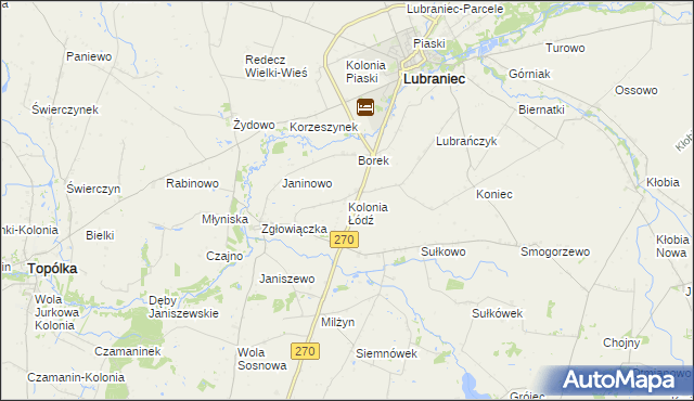 mapa Kolonia Łódź, Kolonia Łódź na mapie Targeo