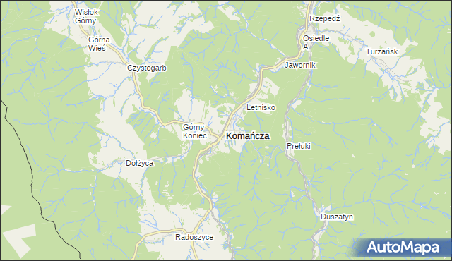 mapa Komańcza, Komańcza na mapie Targeo