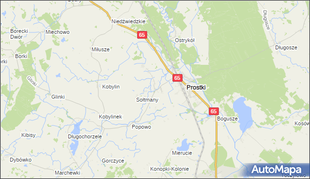 mapa Krupin gmina Prostki, Krupin gmina Prostki na mapie Targeo