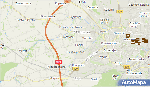 mapa Lipniak gmina Konopnica, Lipniak gmina Konopnica na mapie Targeo