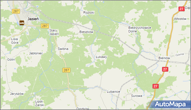 mapa Łukawy, Łukawy na mapie Targeo