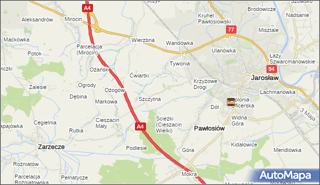 mapa Maleniska gmina Pawłosiów, Maleniska gmina Pawłosiów na mapie Targeo