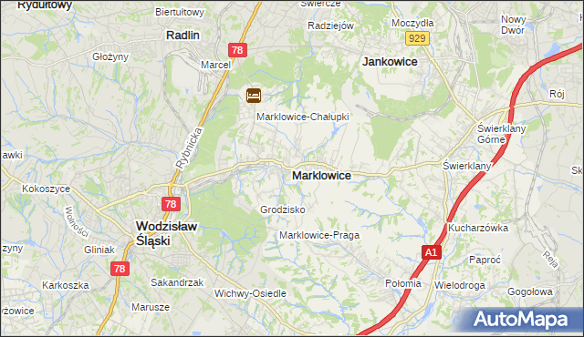 mapa Marklowice, Marklowice na mapie Targeo