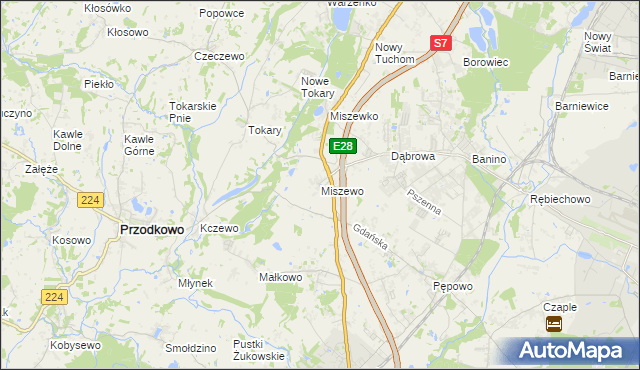 mapa Miszewo gmina Żukowo, Miszewo gmina Żukowo na mapie Targeo