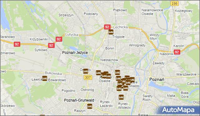 mapa Niestachów gmina Poznań, Niestachów gmina Poznań na mapie Targeo