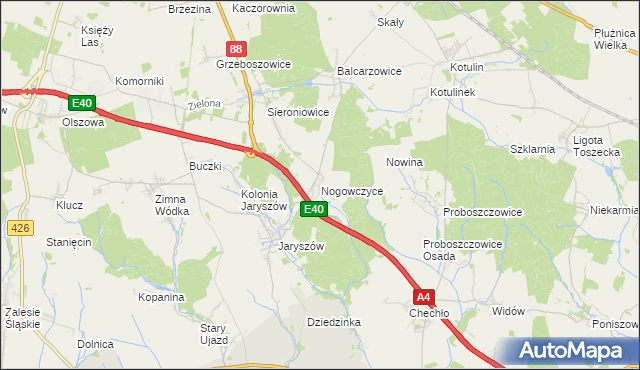 mapa Nogowczyce, Nogowczyce na mapie Targeo