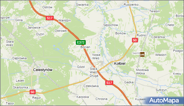 mapa Nowa Wieś gmina Kołbiel, Nowa Wieś gmina Kołbiel na mapie Targeo