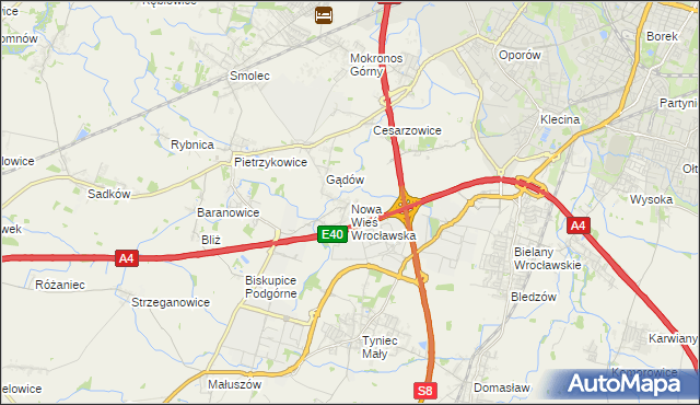 mapa Nowa Wieś Wrocławska, Nowa Wieś Wrocławska na mapie Targeo