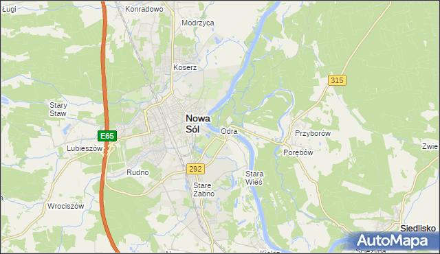 mapa Odra gmina Nowa Sól, Odra gmina Nowa Sól na mapie Targeo