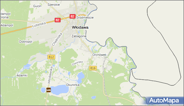 mapa Orchówek gmina Włodawa, Orchówek gmina Włodawa na mapie Targeo