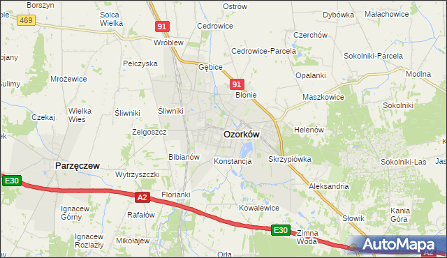 mapa Ozorków, Ozorków na mapie Targeo