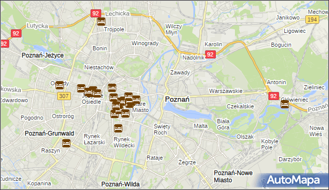 mapa Poznania, Poznań na mapie Targeo