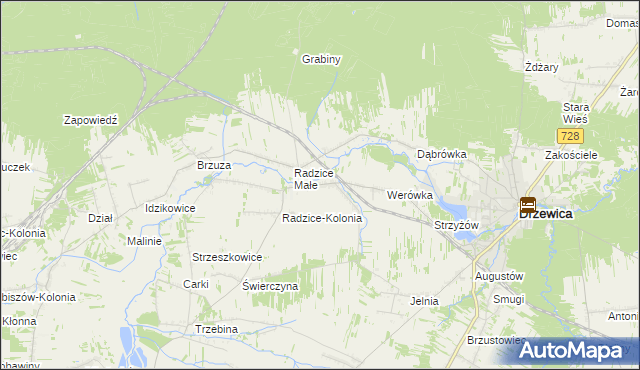 mapa Radzice Duże, Radzice Duże na mapie Targeo