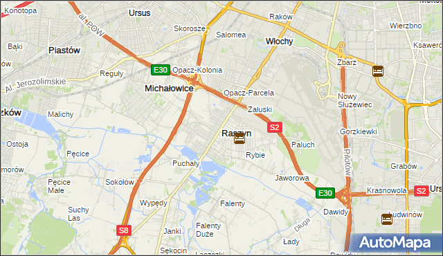 mapa Raszyn powiat pruszkowski, Raszyn powiat pruszkowski na mapie Targeo