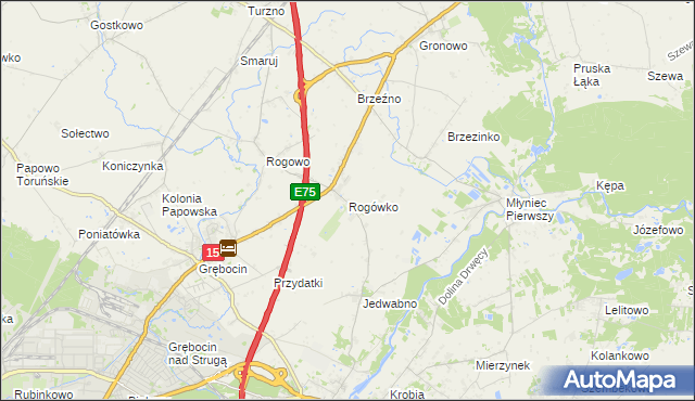 mapa Rogówko gmina Lubicz, Rogówko gmina Lubicz na mapie Targeo