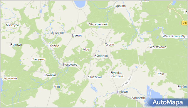 mapa Rybienko gmina Gniewino, Rybienko gmina Gniewino na mapie Targeo
