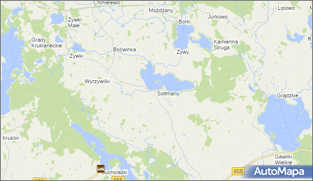 mapa Sołtmany gmina Kruklanki, Sołtmany gmina Kruklanki na mapie Targeo