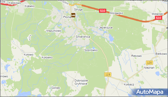 mapa Sosnówko gmina Stare Czarnowo, Sosnówko gmina Stare Czarnowo na mapie Targeo