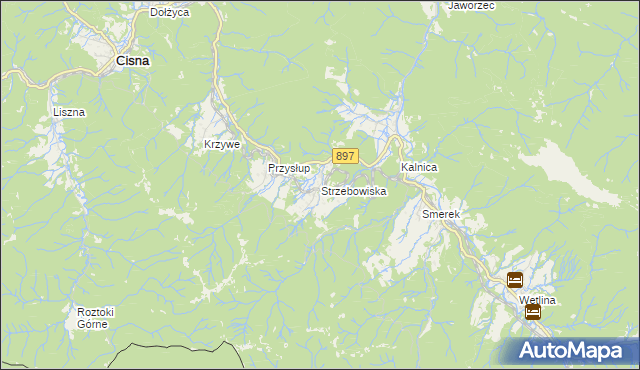 mapa Strzebowiska, Strzebowiska na mapie Targeo