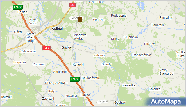 mapa Sufczyn gmina Kołbiel, Sufczyn gmina Kołbiel na mapie Targeo