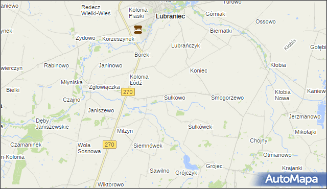 mapa Sułkowo gmina Lubraniec, Sułkowo gmina Lubraniec na mapie Targeo