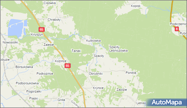 mapa Szaciły gmina Dobrzyniewo Duże, Szaciły gmina Dobrzyniewo Duże na mapie Targeo