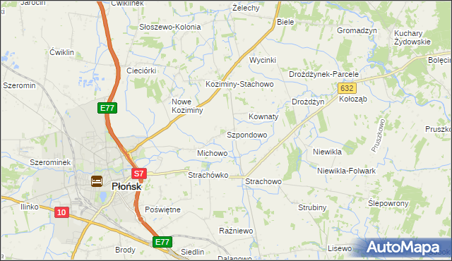 mapa Szpondowo, Szpondowo na mapie Targeo