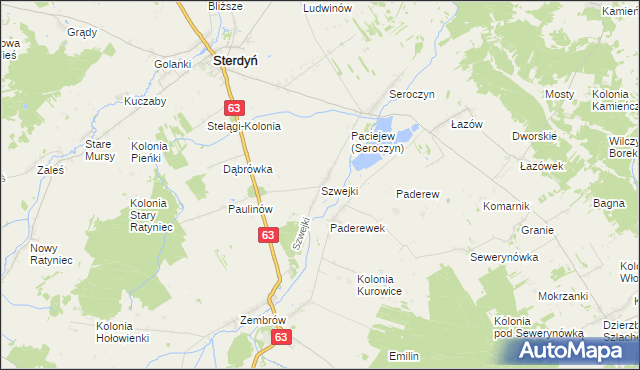 mapa Szwejki gmina Sterdyń, Szwejki gmina Sterdyń na mapie Targeo