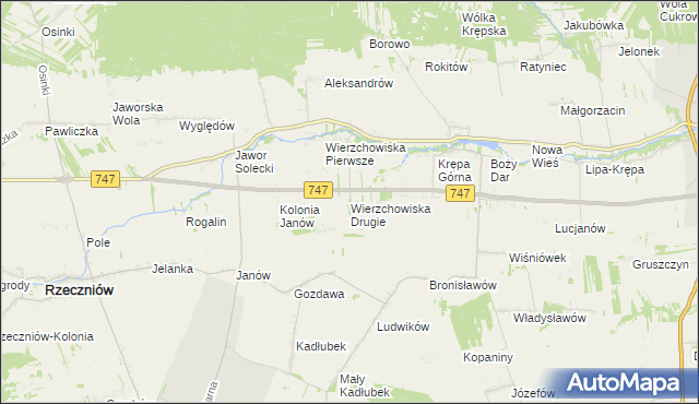 mapa Wierzchowiska Drugie gmina Sienno, Wierzchowiska Drugie gmina Sienno na mapie Targeo