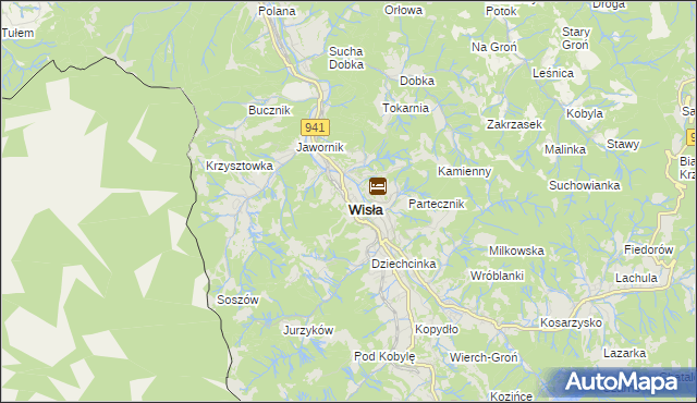 mapa Wisła, Wisła na mapie Targeo