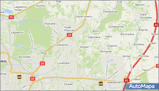 mapa Wódka gmina Nowosolna, Wódka gmina Nowosolna na mapie Targeo