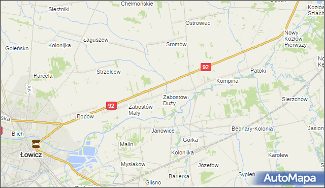 mapa Zabostów Duży, Zabostów Duży na mapie Targeo