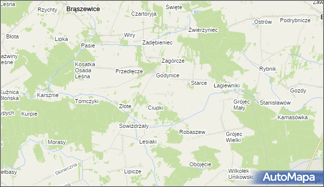 mapa Zagóra gmina Brąszewice, Zagóra gmina Brąszewice na mapie Targeo