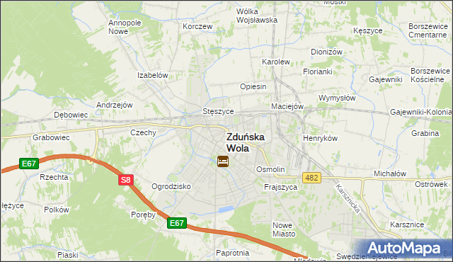 mapa Zduńska Wola, Zduńska Wola na mapie Targeo