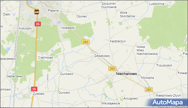 mapa Żelazkowo gmina Niechanowo, Żelazkowo gmina Niechanowo na mapie Targeo