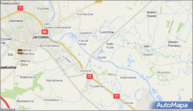 mapa Zgoda gmina Jarosław, Zgoda gmina Jarosław na mapie Targeo